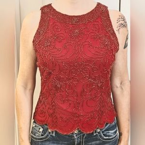 Deep red/burgundy evaded evening top size medium from Dressbarn.